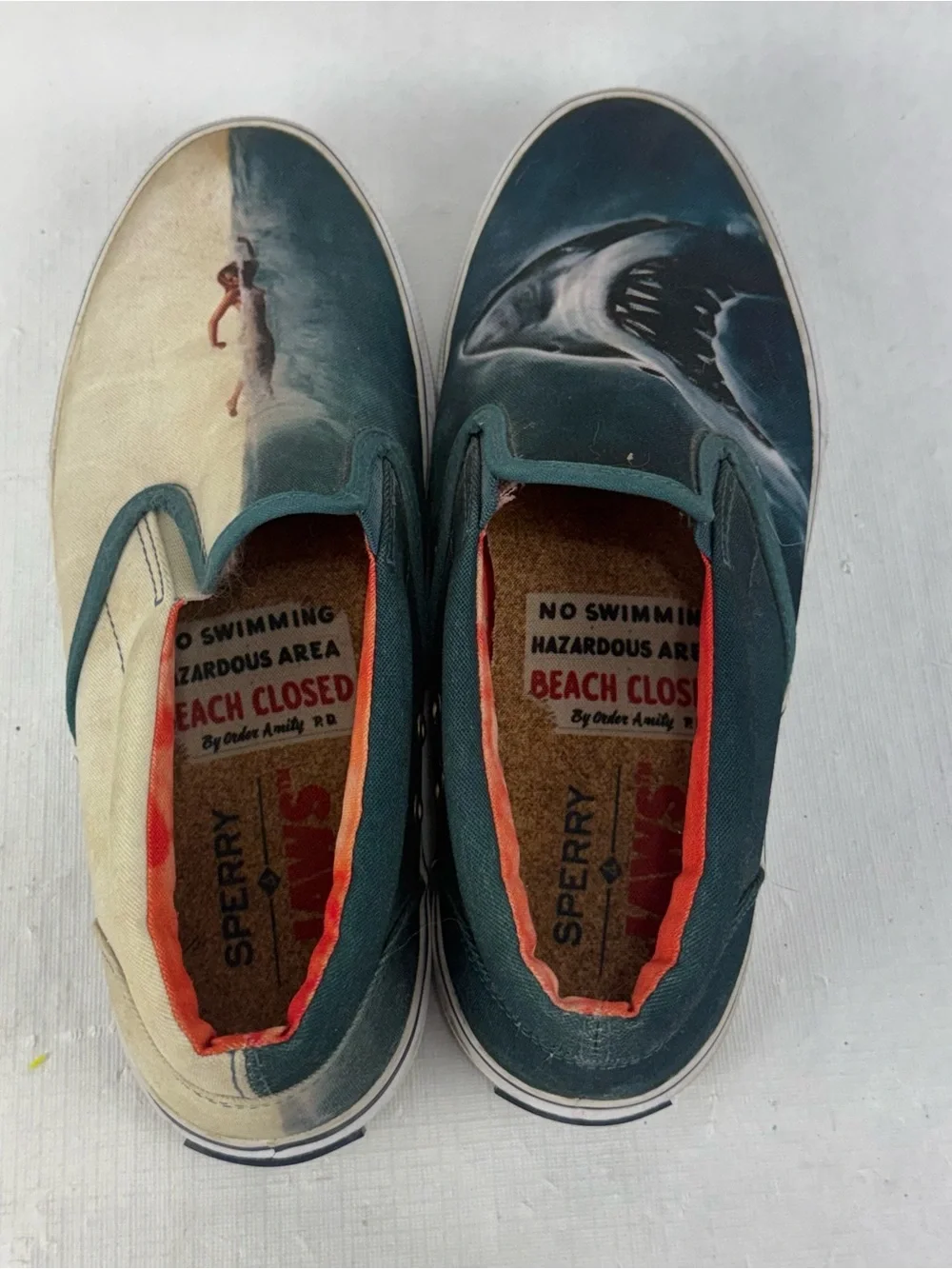 Sperry X Jaws 40th Anniversary Shark Attack Slip On Boat Shoes Men’s Size 8 M